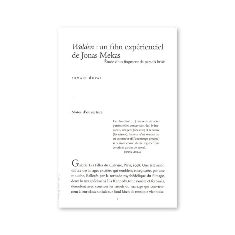 Walden : un film expérienciel de Jonas Mekas - Étude d'un fragment de paridis brisé