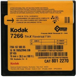 16mm Kodak Tri-X Black & White Reversal Film 7266