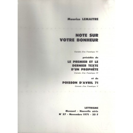 Note Sur Votre Bonheur / Pamphlet