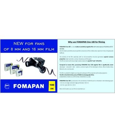 FOMA Cine 100 black and white negative Double 8 film stock (2x10m)